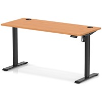 Air Lite 1400mm Slim Height Adjustable Office Desk, Black Leg, Beech