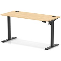 Air Lite 1400mm Slim Height Adjustable Office Desk, Black Leg, Maple