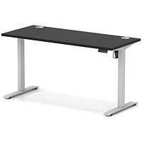 Air Lite 1400mm Slim Height Adjustable Office Desk, Silver Leg, Black