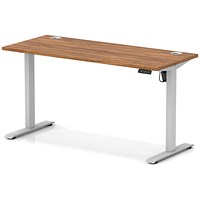 Air Lite 1400mm Slim Height Adjustable Office Desk, Silver Leg, Walnut