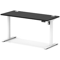 Air Lite 1400mm Slim Height Adjustable Office Desk, White Leg, Black