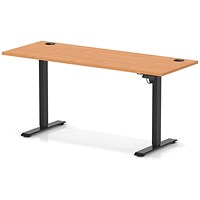Air Lite 1600mm Slim Height Adjustable Office Desk, Black Leg, Beech