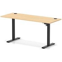 Air Lite 1600mm Slim Height Adjustable Office Desk, Black Leg, Maple