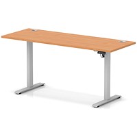 Air Lite 1600mm Slim Height Adjustable Office Desk, Silver Leg, Beech