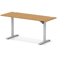 Air Lite 1600mm Slim Height Adjustable Office Desk, Silver Leg, Oak
