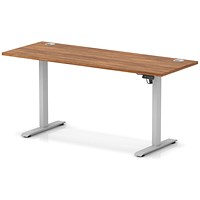 Air Lite 1600mm Slim Height Adjustable Office Desk, Silver Leg, Walnut