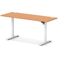 Air Lite 1600mm Slim Height Adjustable Office Desk, White Leg, Beech