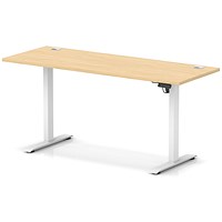 Air Lite 1600mm Slim Height Adjustable Office Desk, White Leg, Maple