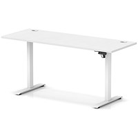 Air Lite 1600mm Slim Height Adjustable Office Desk, White Leg, White