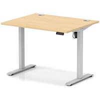 Air Lite 1000mm Height Adjustable Office Desk, Silver Leg, Maple