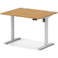 Air Lite 1000mm Height Adjustable Office Desk, Silver Leg, Oak