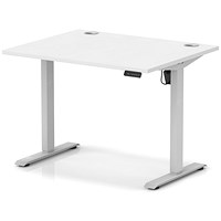 Air Lite 1000mm Height Adjustable Office Desk, Silver Leg, White