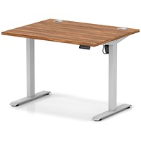Air Lite 1000mm Height Adjustable Office Desk, Silver Leg, Walnut