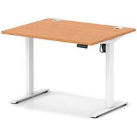 Air Lite 1000mm Height Adjustable Office Desk, White Leg, Beech