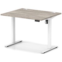 Air Lite 1000mm Height Adjustable Office Desk, White Leg, Grey Oak