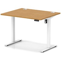 Air Lite 1000mm Height Adjustable Office Desk, White Leg, Oak