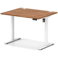 Air Lite 1000mm Height Adjustable Office Desk, White Leg, Walnut