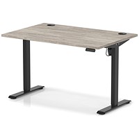 Air Lite 1200mm Height Adjustable Office Desk, Black Leg, Grey Oak