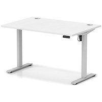 Air Lite 1200mm Height Adjustable Office Desk, Silver Leg, White