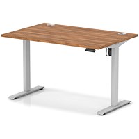 Air Lite 1200mm Height Adjustable Office Desk, Silver Leg, Walnut