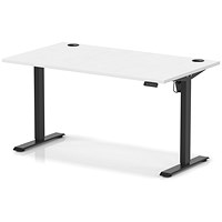 Air Lite 1400mm Height Adjustable Office Desk, Black Leg, White