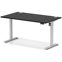 Air Lite 1400mm Height Adjustable Office Desk, Silver Leg, Black