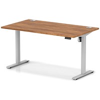 Air Lite 1400mm Height Adjustable Office Desk, Silver Leg, Walnut