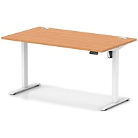 Air Lite 1400mm Height Adjustable Office Desk, White Leg, Beech