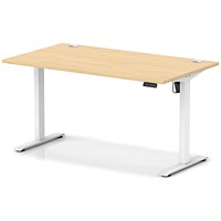 Air Lite 1400mm Height Adjustable Office Desk, White Leg, Maple