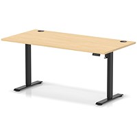 Air Lite 1600mm Height Adjustable Office Desk, Black Leg, Maple