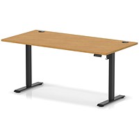 Air Lite 1600mm Height Adjustable Office Desk, Black Leg, Oak