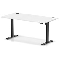 Air Lite 1600mm Height Adjustable Office Desk, Black Leg, White