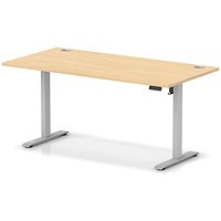 Air Lite 1600mm Height Adjustable Office Desk, Silver Leg, Maple