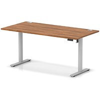 Air Lite 1600mm Height Adjustable Office Desk, Silver Leg, Walnut
