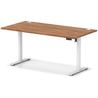 Air Lite 1600mm Height Adjustable Office Desk, White Leg, Walnut