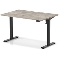 Air 1200mm Scalloped Edge Height Adjustable Desk, Black Leg, Grey Oak