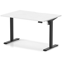 Air 1200mm Scalloped Edge Height Adjustable Desk, Black Leg, White