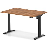 Air 1200mm Scalloped Edge Height Adjustable Desk, Black Leg, Walnut