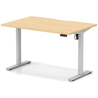 Air 1200mm Scalloped Edge Height Adjustable Desk, Silver Leg, Maple