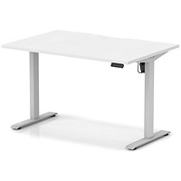 Air 1200mm Scalloped Edge Height Adjustable Desk, Silver Leg, White