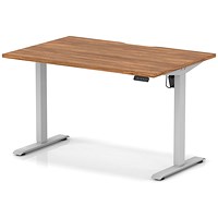 Air 1200mm Scalloped Edge Height Adjustable Desk, Silver Leg, Walnut