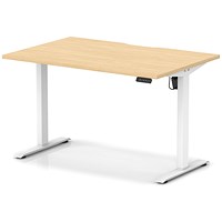 Air 1200mm Scalloped Edge Height Adjustable Desk, White Leg, Maple