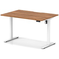 Air 1200mm Scalloped Edge Height Adjustable Desk, White Leg, Walnut