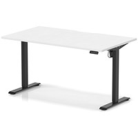 Air 1400mm Scalloped Edge Height Adjustable Desk, Black Leg, White