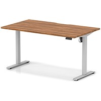 Air 1400mm Scalloped Edge Height Adjustable Desk, Silver Leg, Walnut