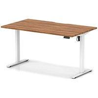 Air 1400mm Scalloped Edge Height Adjustable Desk, White Leg, Walnut