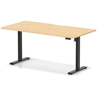 Air 1600mm Scalloped Edge Height Adjustable Desk, Black Leg, Maple