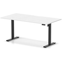 Air 1600mm Scalloped Edge Height Adjustable Desk, Black Leg, White