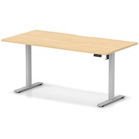 Air 1600mm Scalloped Edge Height Adjustable Desk, Silver Leg, Maple