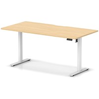 Air 1600mm Scalloped Edge Height Adjustable Desk, White Leg, Maple